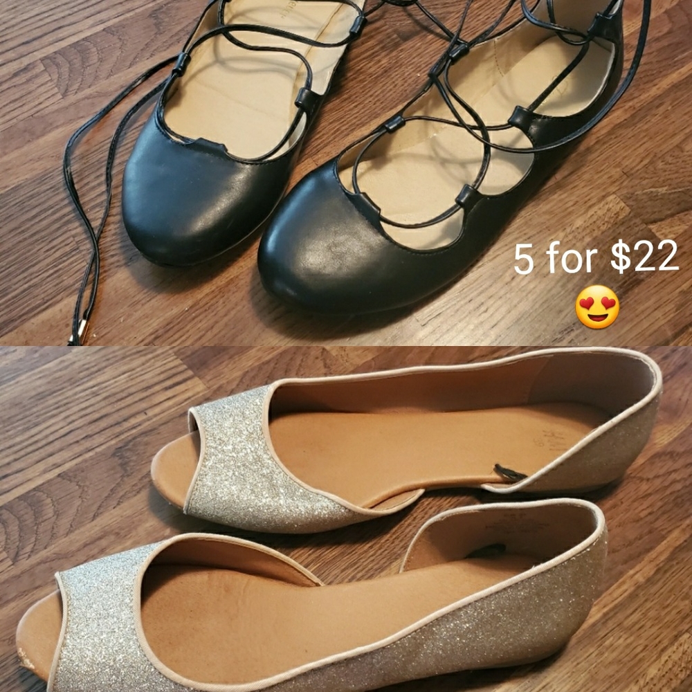 Sale Bundle Flats Women's 8 Black Gold
